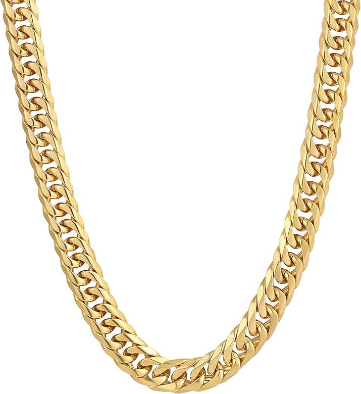 KRKC&CO 6/10mm Cuban Link Curb Chain, 18K Gold Chain for Men, 6-Side Cut Double Layer Necklace, M... | Amazon (US)