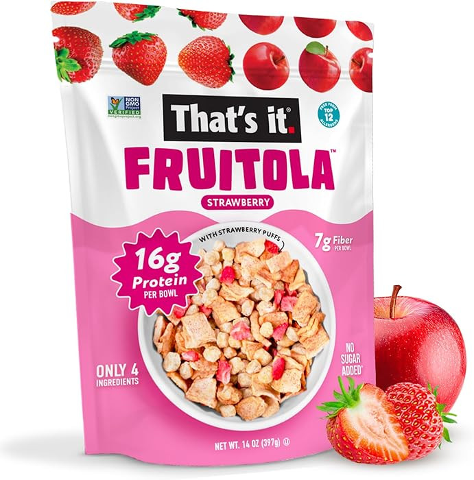 That’s it. Fruitola Fruit Granola – Strawberry, 16g Plant-Based Protein + 7g Fiber from Fruit... | Amazon (US)