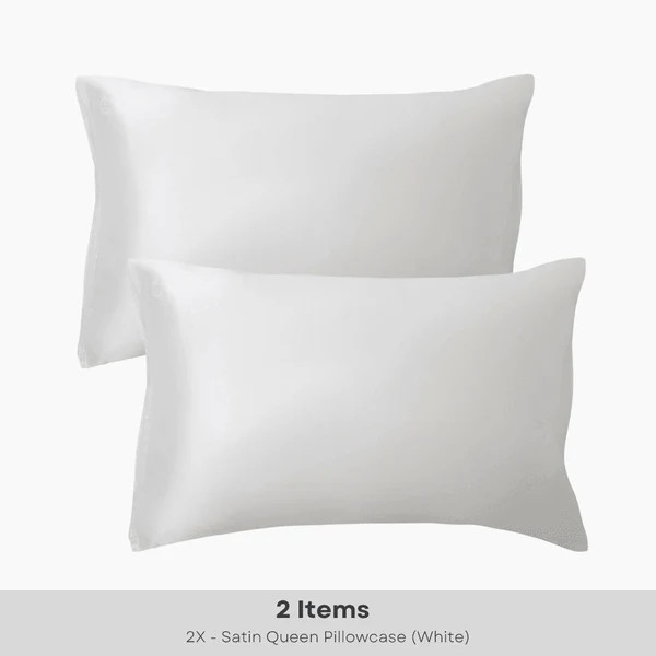 (2 Pack) White Satin Queen Pillowcase | Bombay Hair