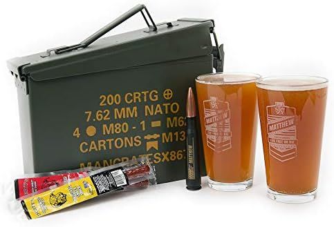 Man Crates Personalized Pint Set Ammo Can – Includes 2 Laser-Etched Pint Glasses, Personalized ... | Amazon (US)