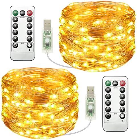 【2 Packs】Fairy Lights, 39FT 120LED USB Twinkle Lights With Remote Control, 8 Modes, Timing & ... | Amazon (CA)