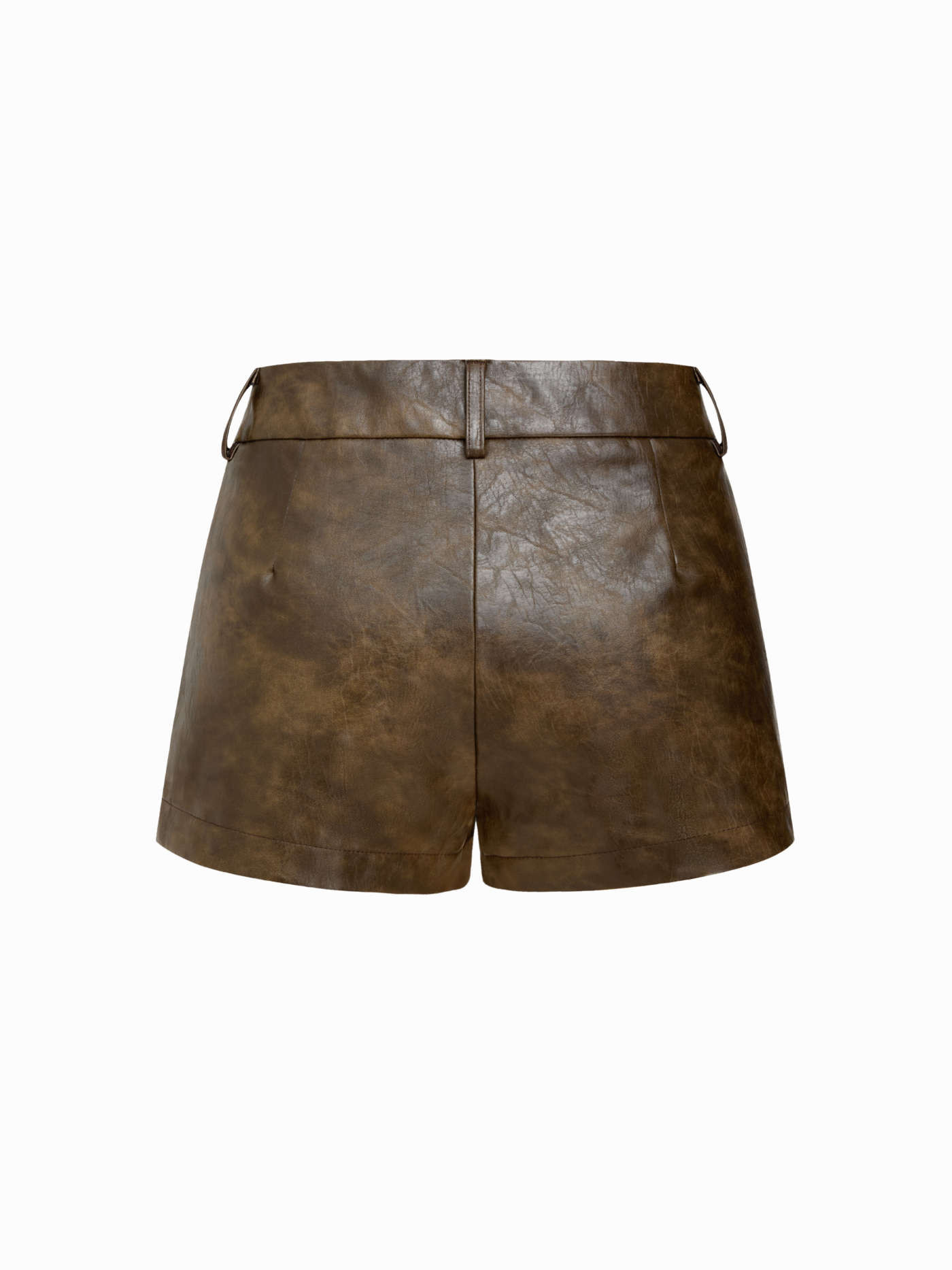 Faux Leather Faux Leather Mid Rise Micro Shorts For Daily Casual | Cider