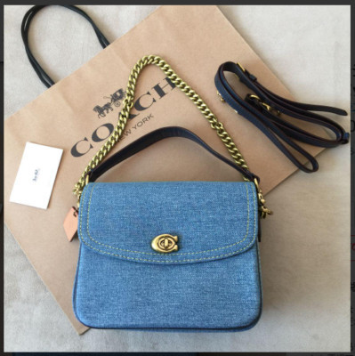 Coach CR662 Cathy 19 Shoulder Bag Crossbody Canvas Denim Blue Outlet New | eBay US