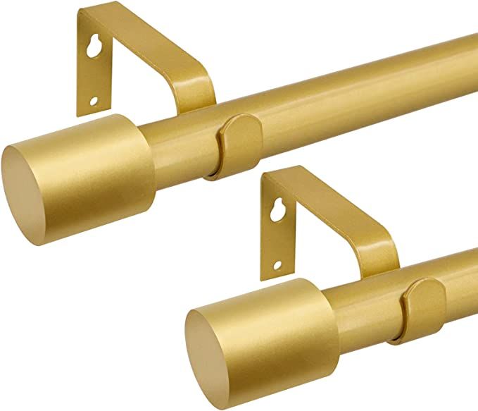 AUGOSTA Heavy Duty Curtain Rods 2 Pack for Windows 40 to 76 Inch, Modern Design, Gold 2 Pack | Amazon (US)