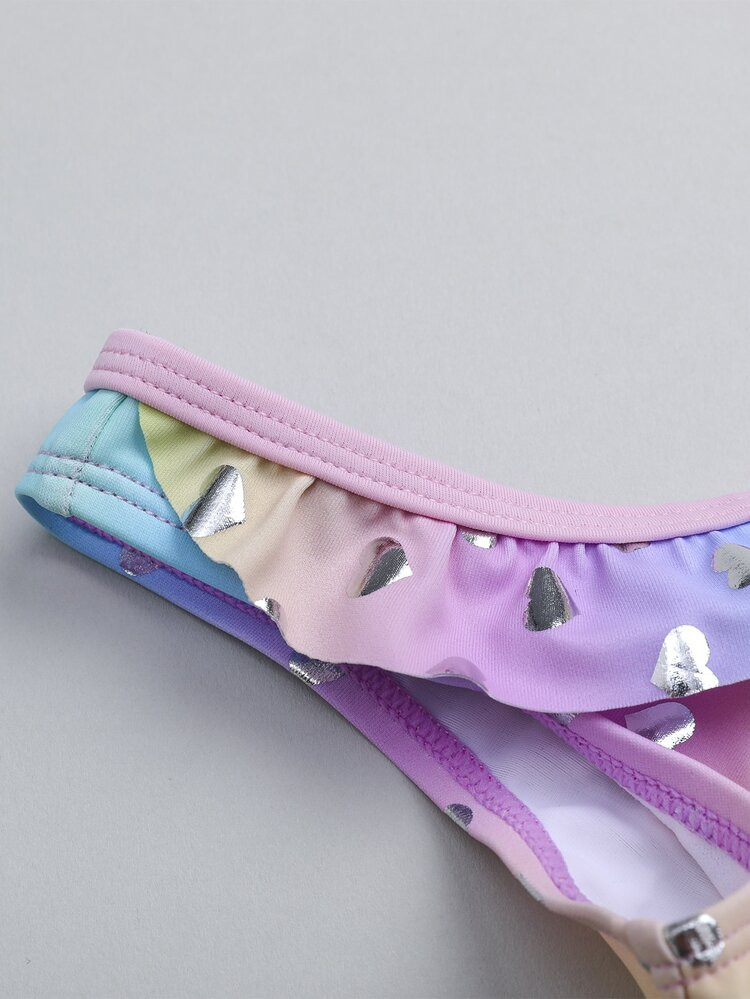 Toddler Girls Ombre & Heart Ruffle Bikini Swimsuit | SHEIN