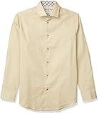 Azaro Uomo Long Sleeve Linen Cotton Blend Slim Fit Stretchy Button Up Chambray Shirt Beige | Amazon (US)