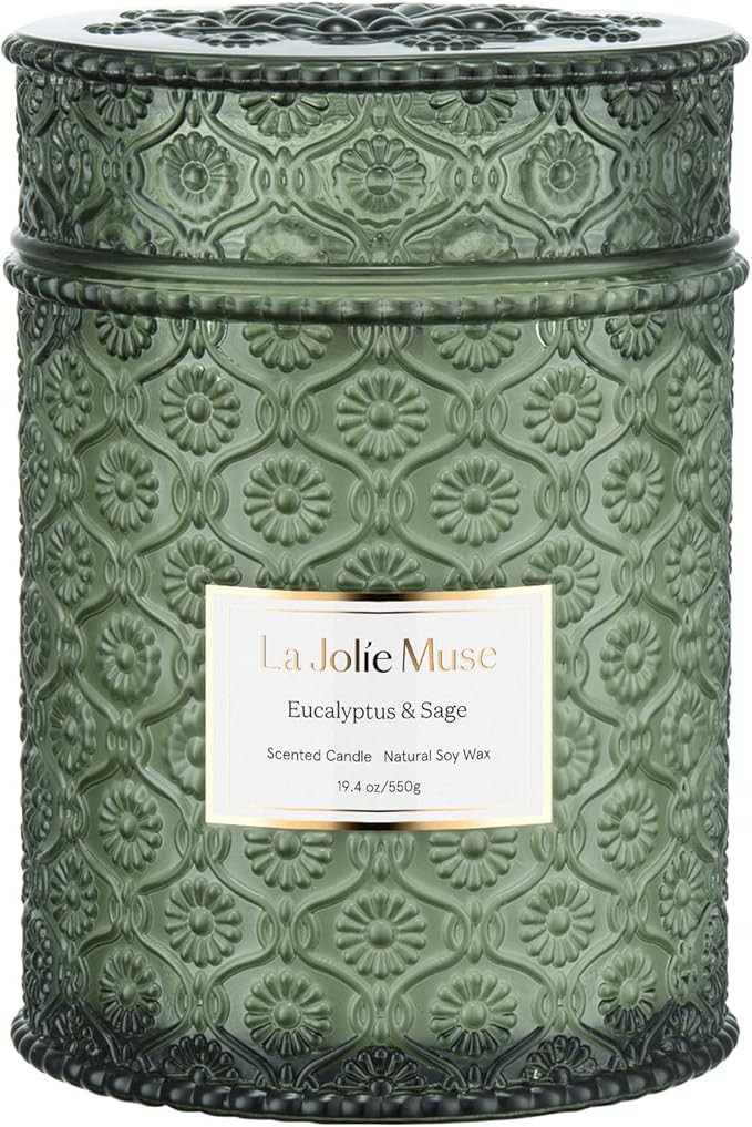 LA JOLIE MUSE Scented Candles Eucalyptus & Sage, Large Wood Wicked Candles, Decorative Candles in... | Amazon (US)