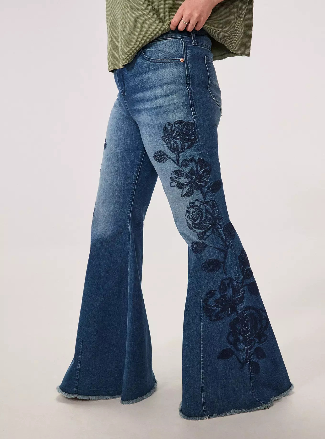 Festi High Rise Embroidered Super Flare Jeans | Torrid (US & Canada)