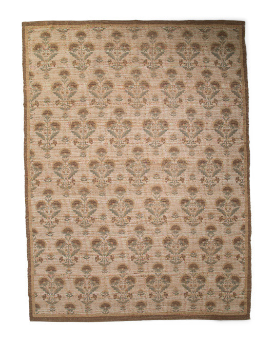9x12 Jute And Cotton Blend Floral Print Area Rug | TJ Maxx