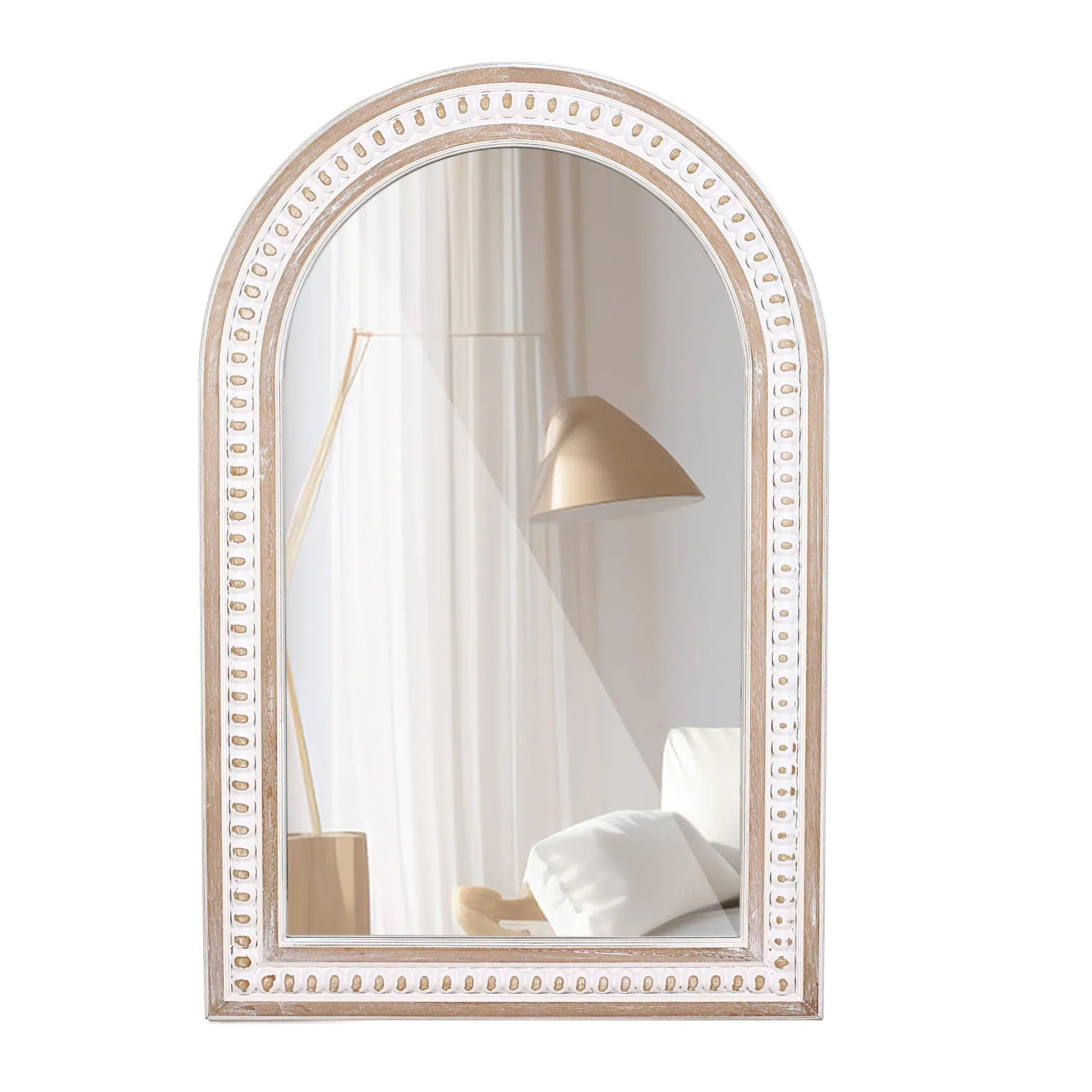 PIGFDK 36x24 Inch Boho Beaded Arched Wall Mirror Rustic Farmhouse Bathroom Living Room Entryway Hallway one_size | 5749848233199 | Lowe's