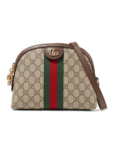 Gucci - Ophidia Leather-trimmed Printed Coated-canvas Shoulder Bag - Brown | NET-A-PORTER (UK & EU)