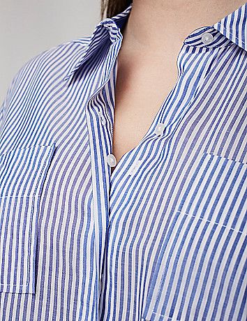 The Ultra-Light Striped Boyfriend Shirt | Lane Bryant (US)
