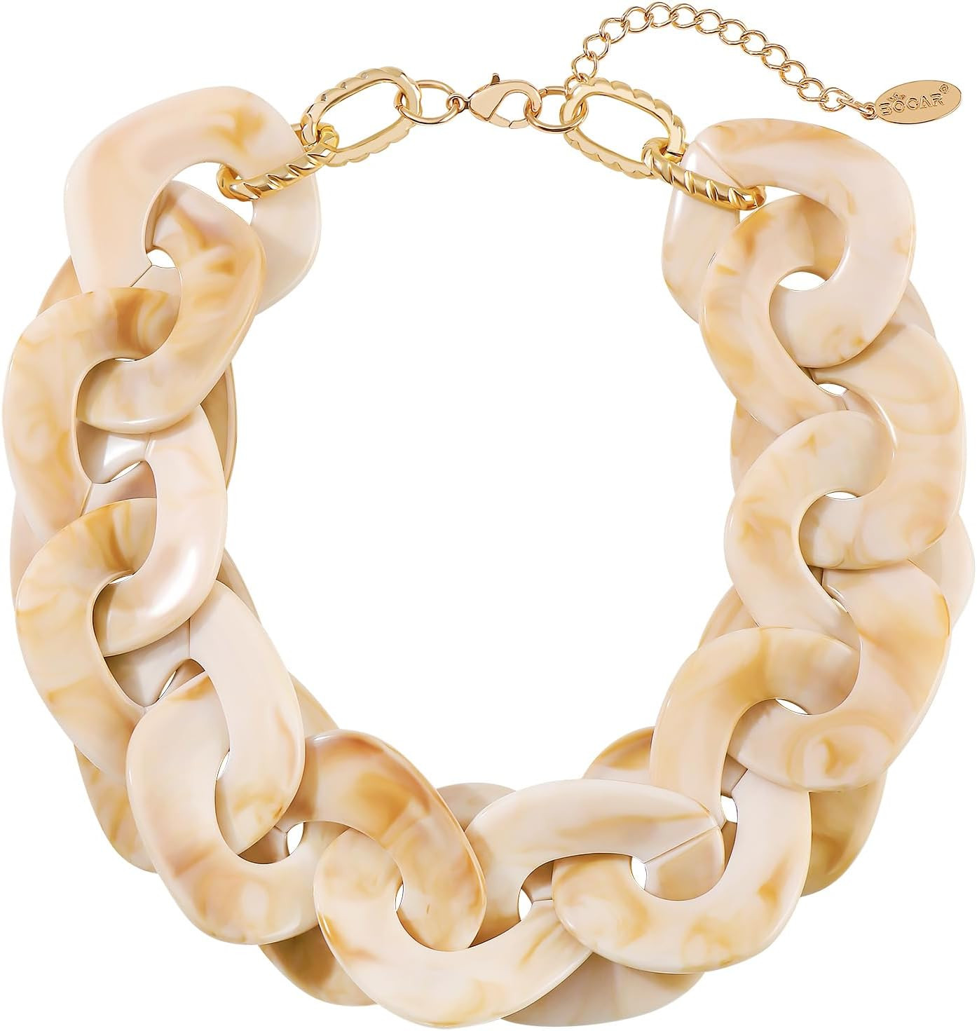 Bocar Statement Chunky Acrylic Cuban Choker Necklace Fashion Bib Collar Chain Necklace for Women(NK-10666) | Amazon (US)