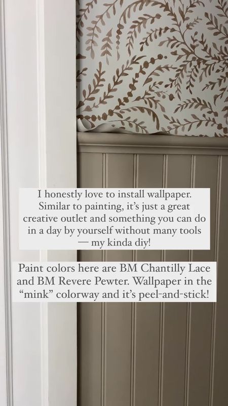 Love this peel-and-stick wallpaper from Serena & Lily! It pairs perfectly with these two paint colors (I’ve linked samples of each here too!) 

#LTKHome #LTKFindsUnder100 #LTKVideo