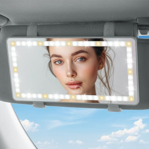 JOYTUTUS Car Sun Visor Vanity Mirror, Car Vanity Mirror with Lights, Makeup with 3 Light Modes & 60 LEDs, Rechargeable Dimmable Touch Control Travel Makeup for Sedan Truck SUV | Amazon (US)