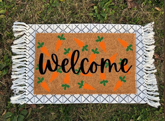 Easter Welcome Doormat  Carrot Door Mat  Welcome Mat  | Etsy | Etsy (US)