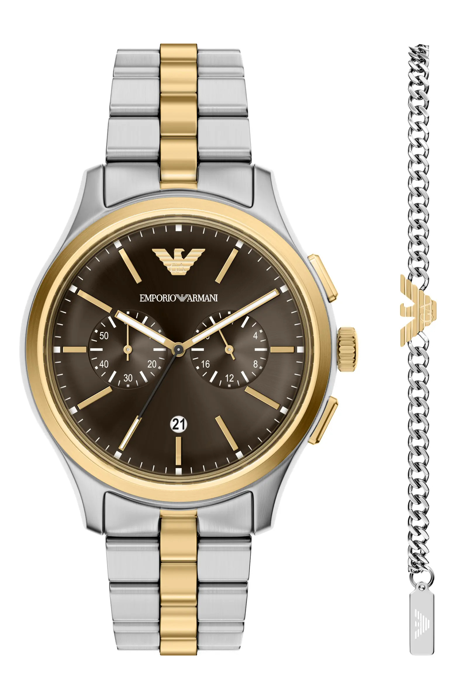 Chronograph Two-Tone Bracelet Watch Set, 42mm | Nordstrom
