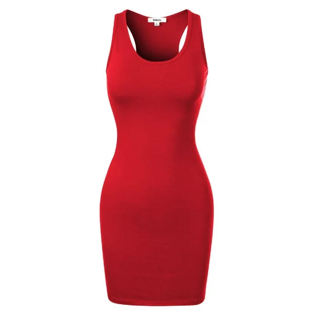 Made by Olivia Women's Fitted Sleeveless Sexy Body-Con Racer-Back Round Neck Mini Dress | Walmart (US)