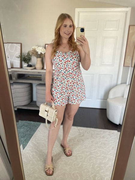 $17.49 old navy Fit & Flare Cami Romper (size medium) : cute for memorial weekend or 4th of July : fits true to size!! Linen and rayon blend with adjustable straps, romper, Memorial Day weekend outfit, Memorial Day weekend style 

#LTKFindsUnder50 #LTKMidsize #LTKSaleAlert