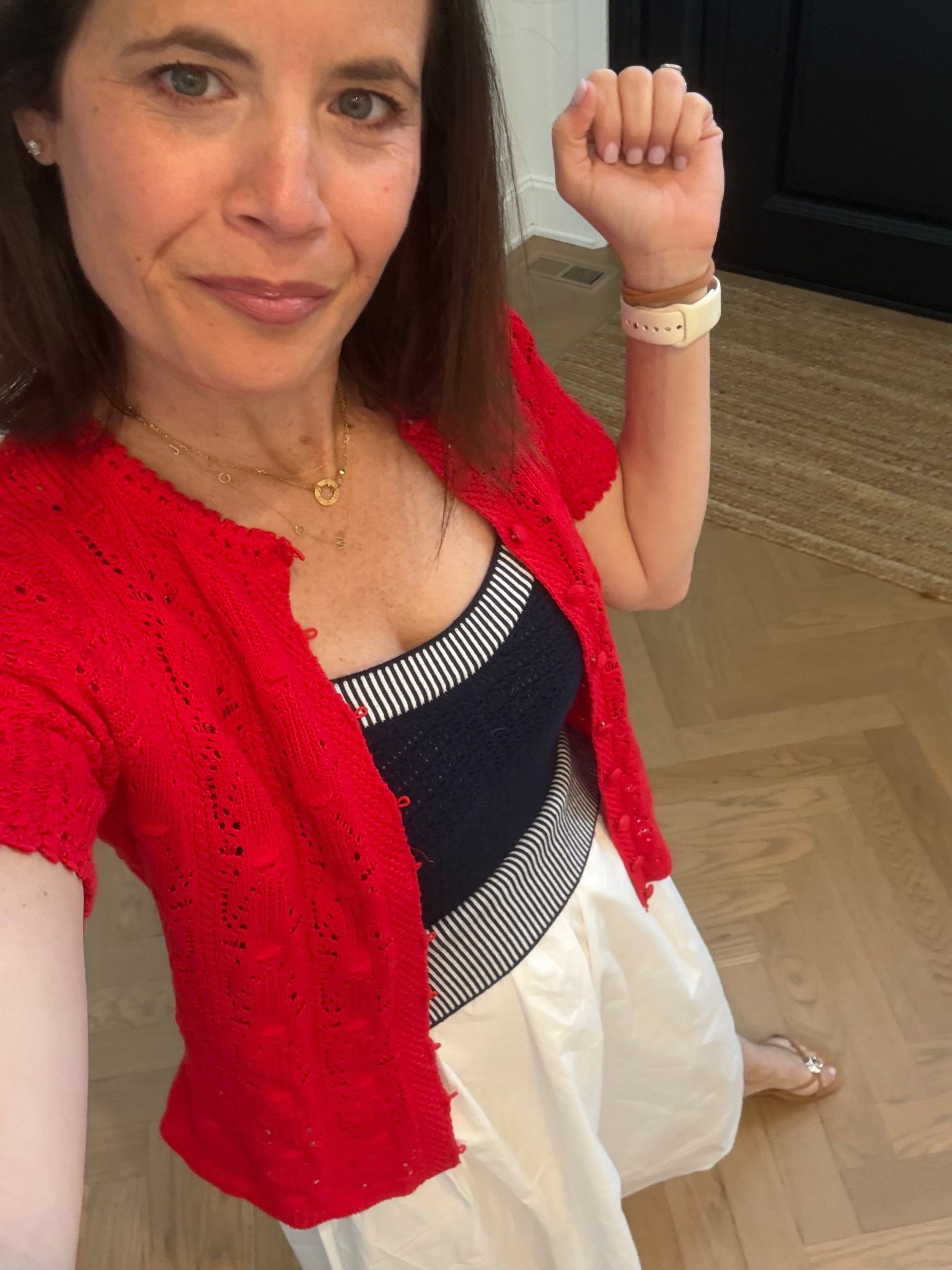 s in dress and sweater 