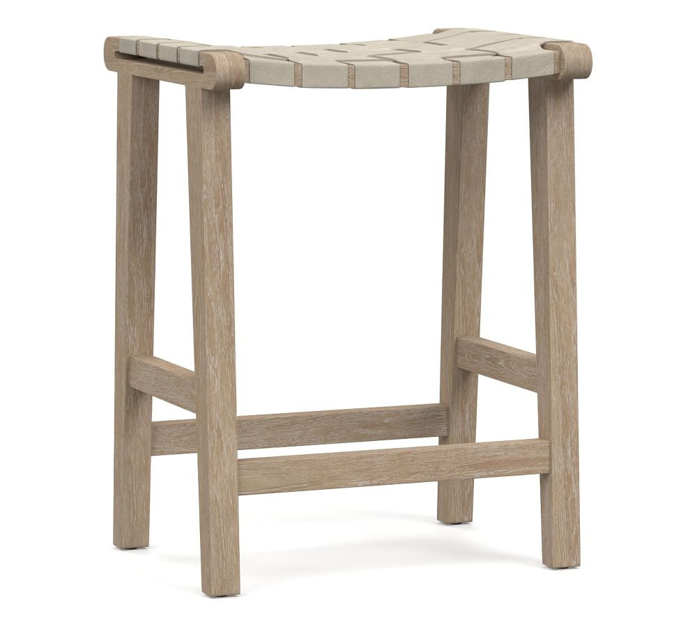 Fenton Woven Backless Leather Bar & Counter Stools | Pottery Barn (US)
