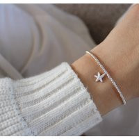 Sterling Silver Beaded Bracelets, Starfish Bead Bracelet, Dainty Tiny Summer Beachy Bracelet Stack, Ocean Sea | Etsy (UK)