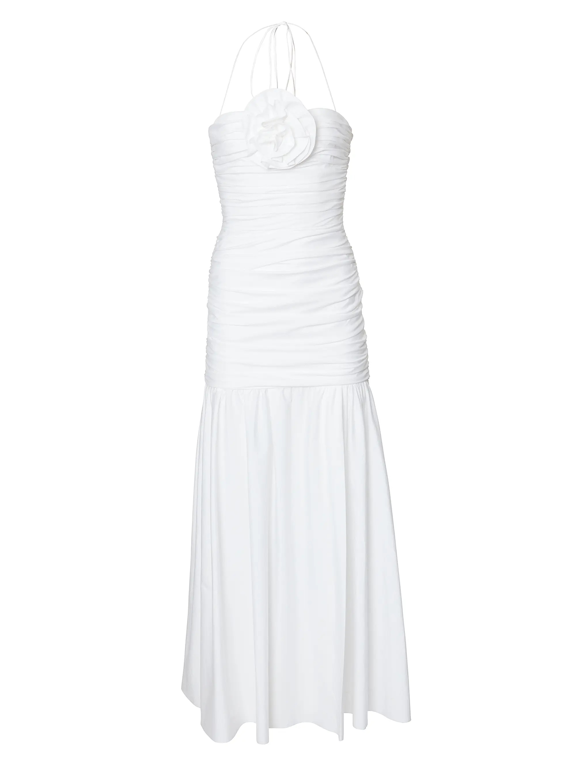 Gathered Flower Dropped Waist Midi-Dress | Saks Fifth Avenue