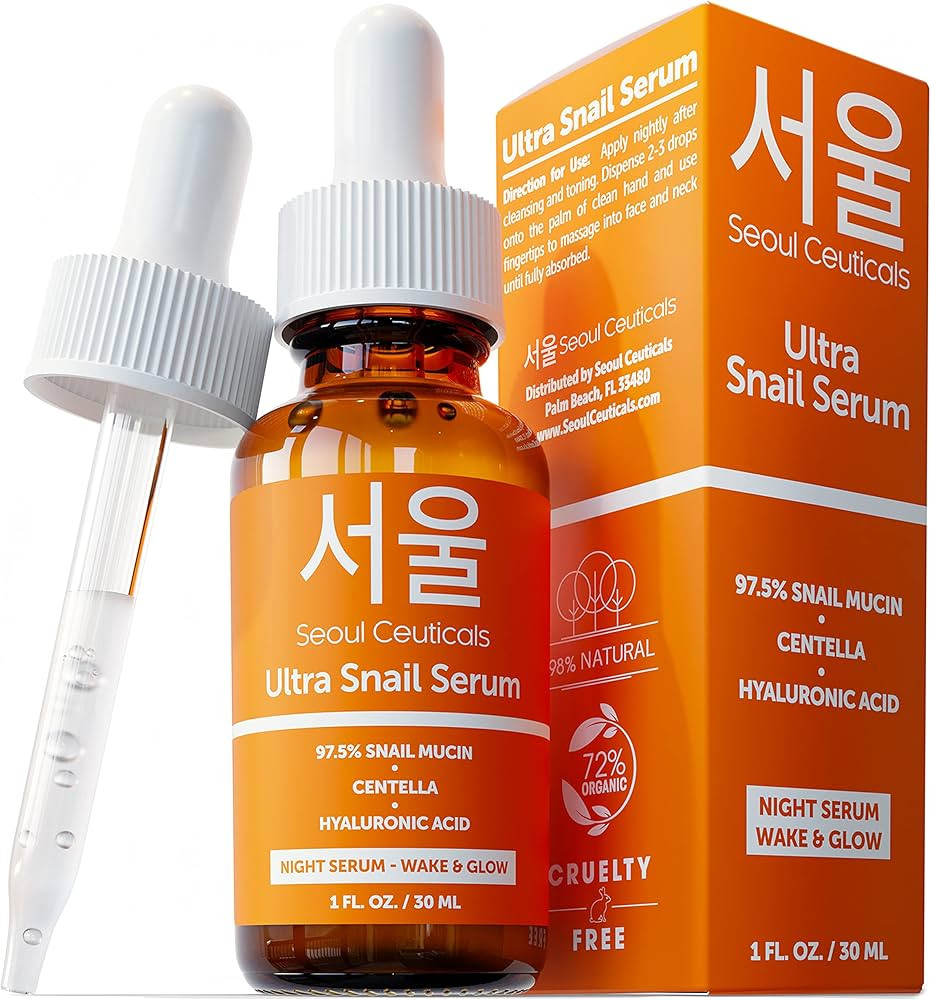 SeoulCeuticals Korean Skin Care 97.5% Snail Mucin Serum – K Beauty Skincare Night Serum Hyaluro... | Amazon (US)
