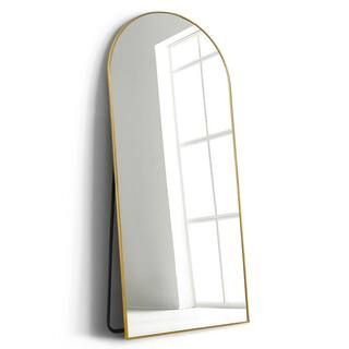 71 in. x 32 in. Large and Wide Classic Full Length Arch Metal Framed Gold Floor Mirror Wall Mirro... | The Home Depot