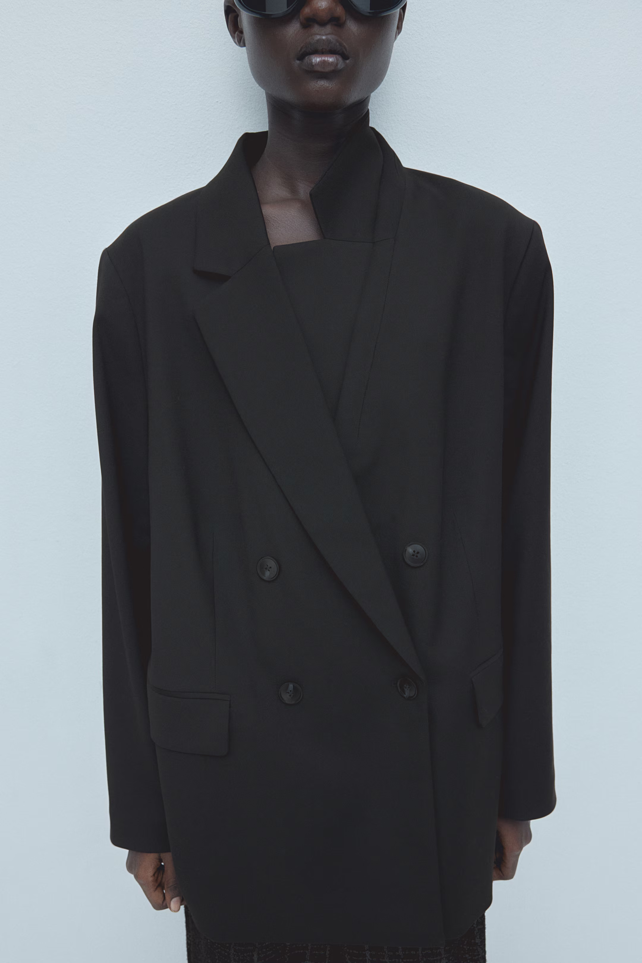 Double-Breasted Blazer - V-neck - Long sleeve - Black - Ladies | H&M US | H&M (US + CA)