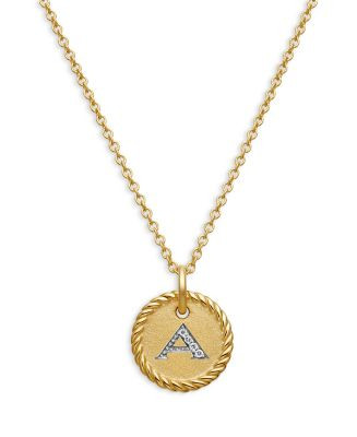 David Yurman Cable Collectibles Initial Pendant with Diamonds in Gold on Chain, 16-18 | Bloomingdale's (US)