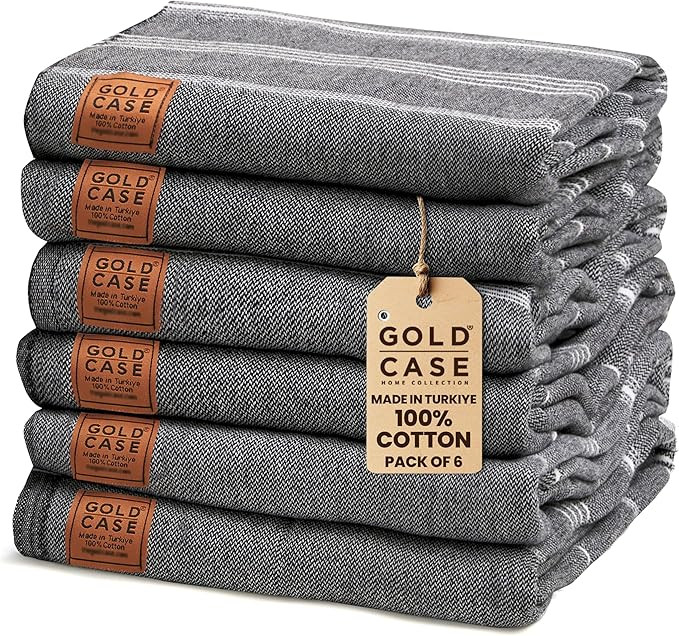 Gold CASE Turkish Beach Towel Set of 6 – 100% Cotton Large Turkish Bath Towels 70 x 38'' – LY... | Amazon (US)