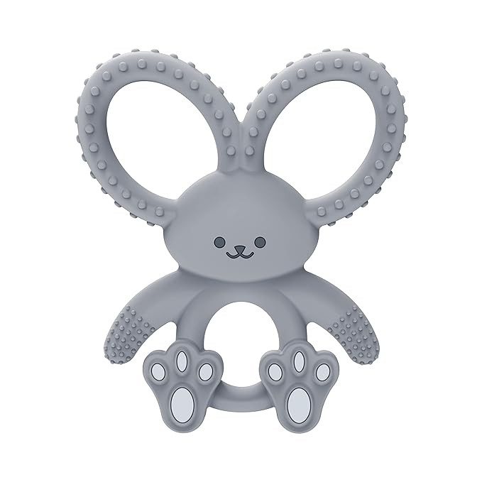 Dr. Brown's Flexees Teether, Gray Bunny, Soft 100% Silicone Baby Teether, BPA Free, 3m+, 1 Pack | Amazon (US)