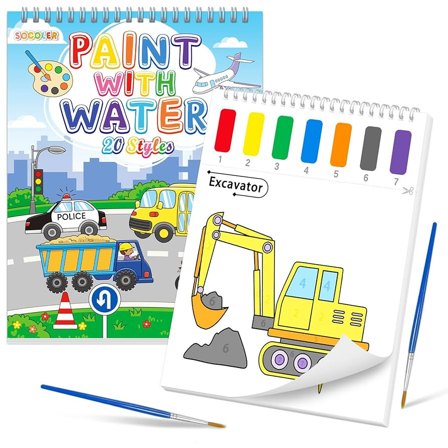 Paint with Water Coloring Books for Toddlers, Traffic Theme Mess Free Watercolor Painting Papers ... | Amazon (US)