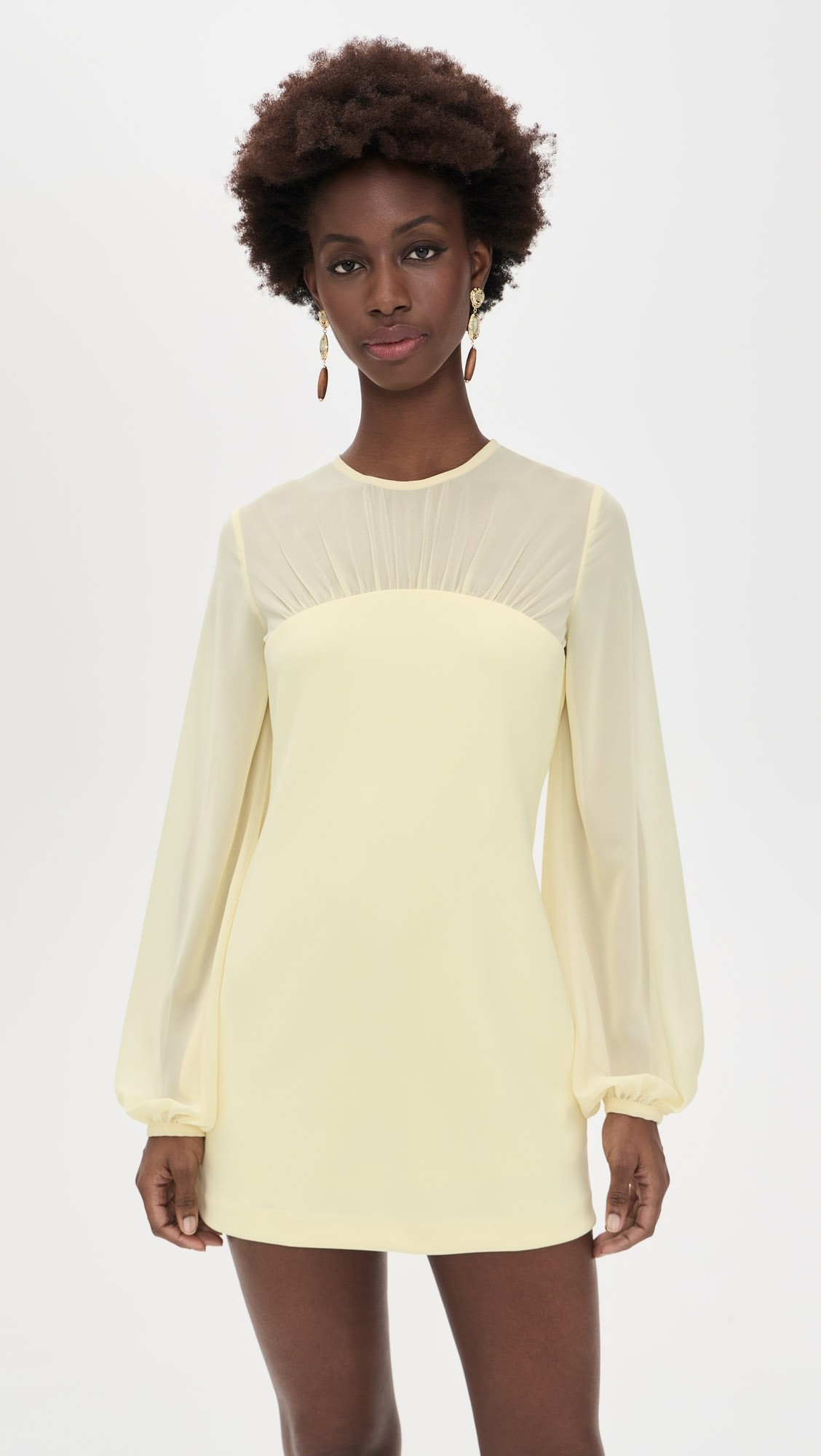 Mixed Media Mini Dress with Puff Sleeves | Shopbop