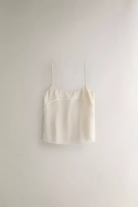 BEIGE SILK TOP | Zara US