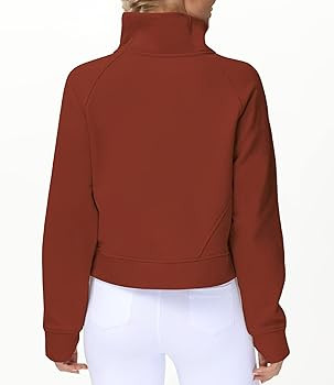 THE GYM PEOPLE Womens' Half Zip Pullover Fleece Stand Collar Crop Sweatshirt with Pockets Thumb H... | Amazon (US)