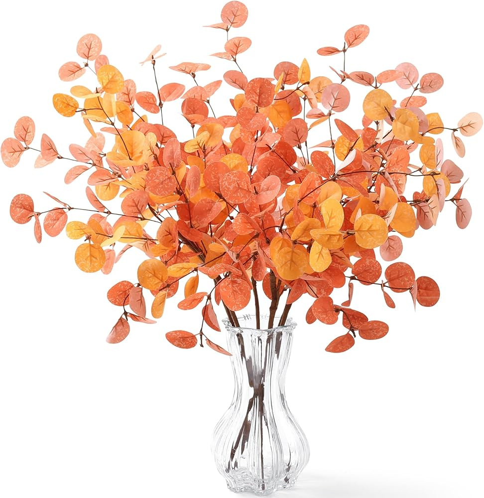 6 Pcs Fall Stems Eucalyptus Artificial Tall Eucalyptus Leaves Fall Decorations 24" Autumn for Fal... | Amazon (US)