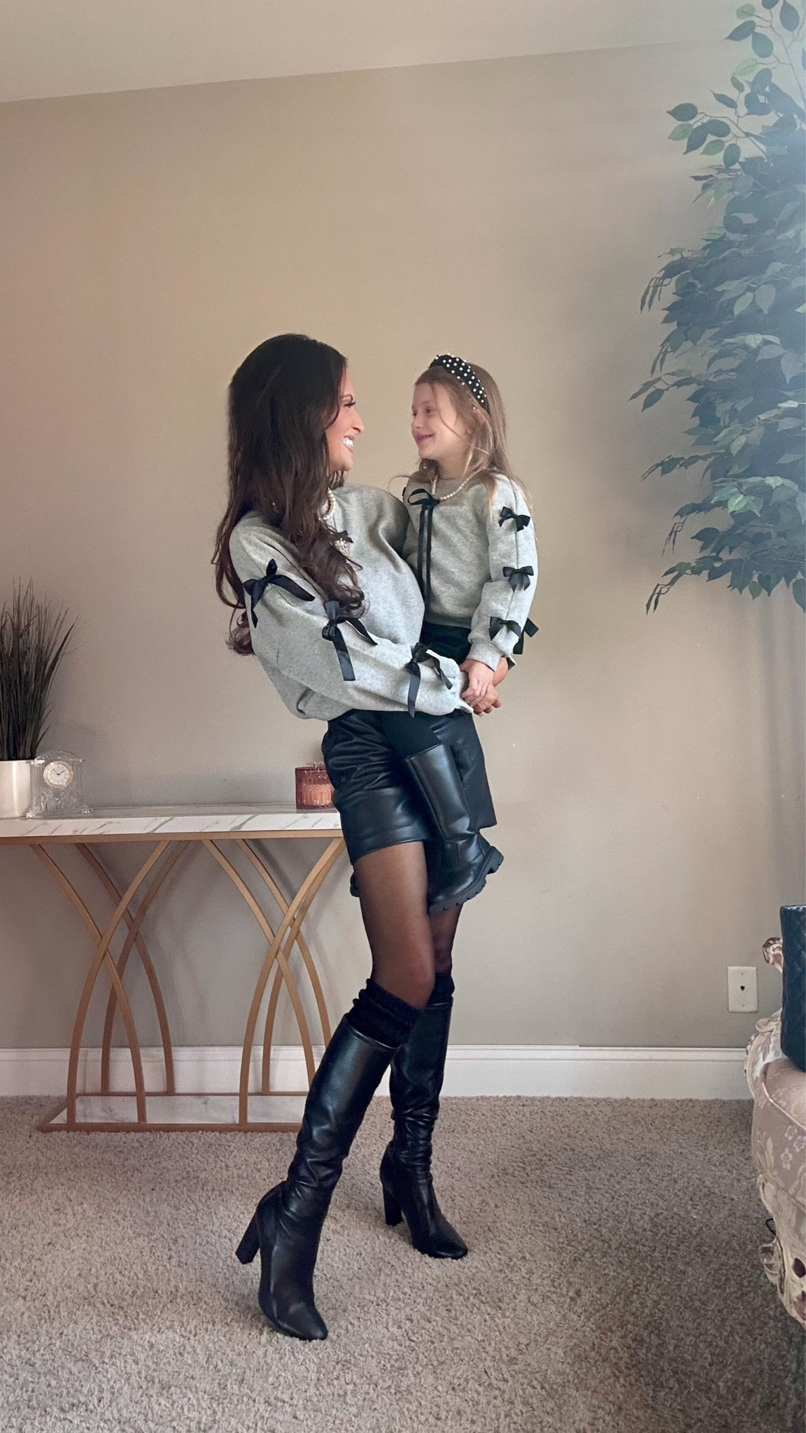 Twinning in bow sweatshirts & leather skirts 🖤🎀

#LTKFamily #LTKStyleTip #LTKKids