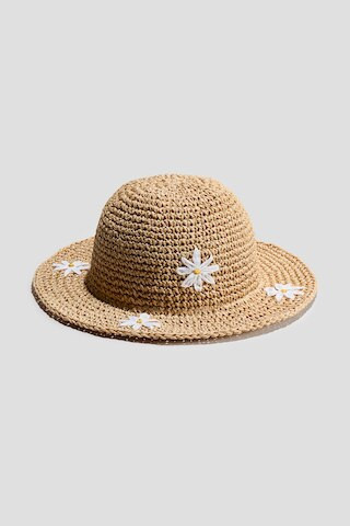 H & M - Appliquéd Straw Hat - Beige/Floral | H&M (US + CA)