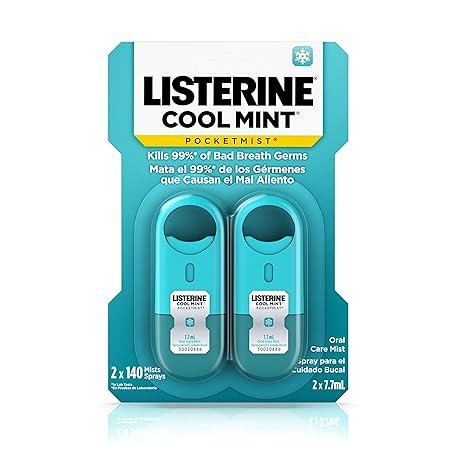 Listerine Pocketmist Cool Mint Oral Care Mist to Get Rid Of Bad Breath, 0.26 Fl Oz (Pack of 2) | Amazon (US)