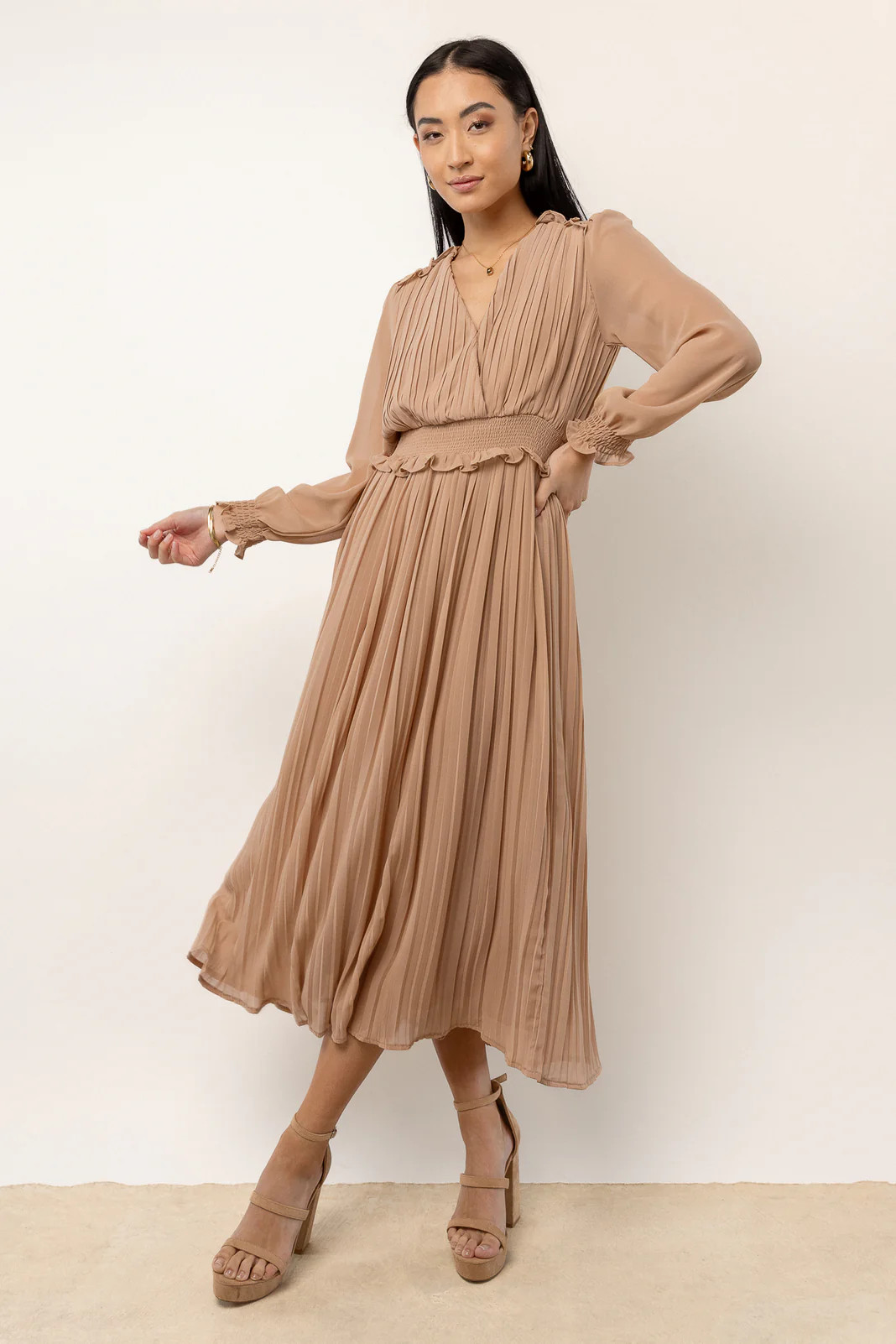 Britt Midi Dress in Tan | Böhme US