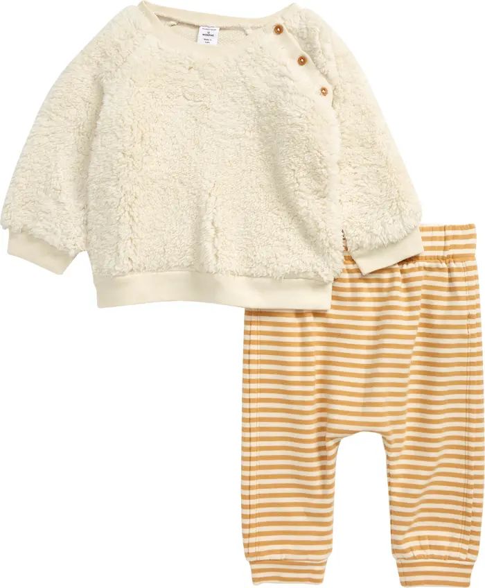 Nordstrom Plush Fleece Sweater & Stripe Pants Set | Nordstrom | Nordstrom