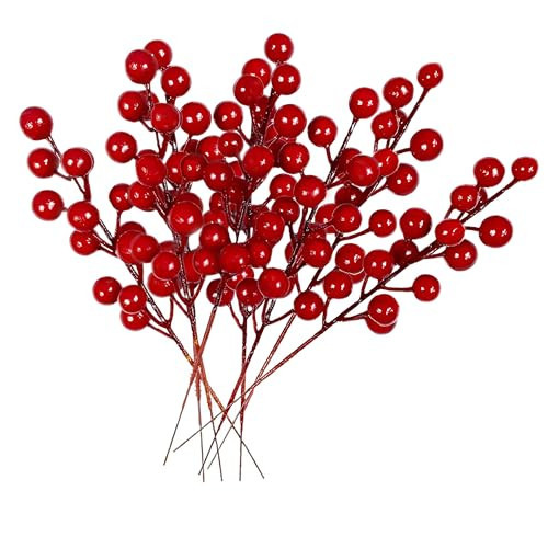 24 pcs Christmas Berries Stems Artificial Red Berry Stems for Christmas Tree Ornaments Crafts Holiday and Home Decor (Red) | Amazon (US)