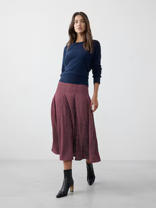 Godet Twill Midi Skirt | Banana Republic Factory