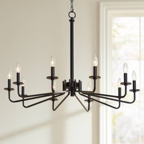 Manfred 36" Wide Black 10-Light Chandelier - #91W50 | Lamps Plus | Lamps Plus