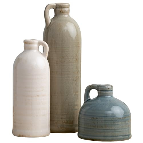 Sullivans Ceramic Jug Vase Set, Farmhouse Decor, Kitchen, Bedroom, Office, Living Room, Bathroom, & Coffee Table Centerpiece Decorations, Vases for Decor, Mantle & Shelf (CM2431) | Amazon (US)