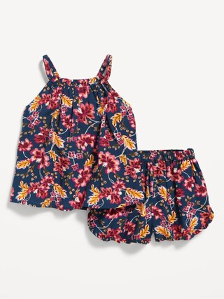 Printed Crinkle-Crepe Sleeveless Top & Shorts Set for Baby | Old Navy (US)