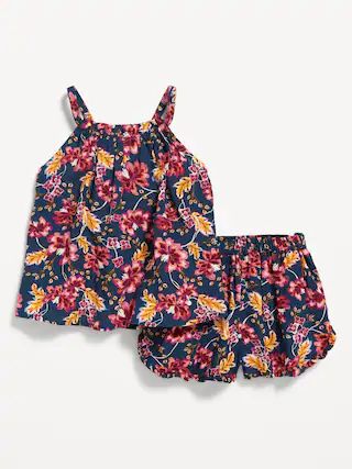 Printed Crinkle-Crepe Sleeveless Top & Shorts Set for Baby | Old Navy (US)