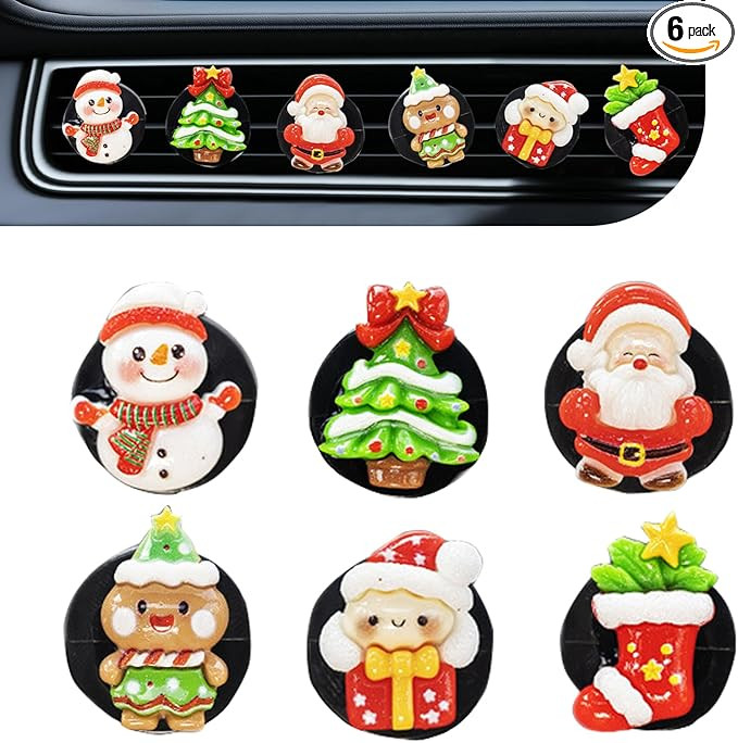 6 PCS Christmas Car Air Freshener Vent Clips, Cute Santa Snowman Gingerbread Man Christmas Stocki... | Amazon (US)